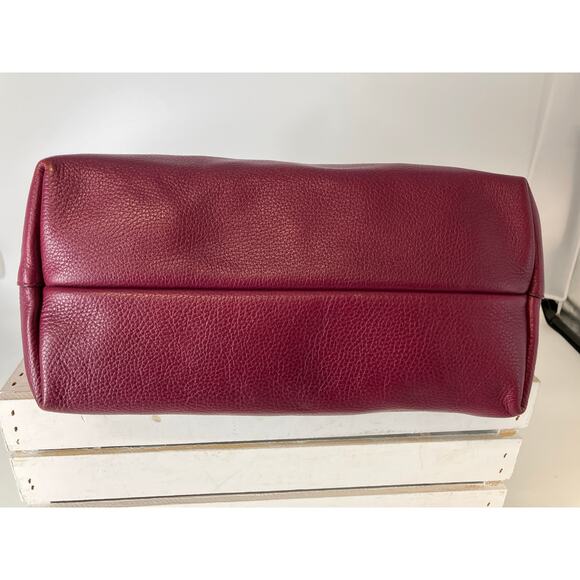 SALVATORE FERRAGAMO LARGE WINE PEBBLED LEATHER HANDBAG ASIS - Picture 7 of 16